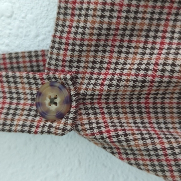 Gypsies & Moondust Jumpsuit Houndstooth Plaid Pockets Tan Academia Boho - Picture 7 of 11